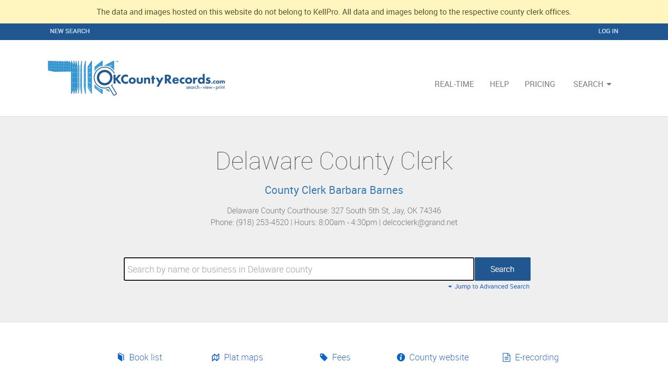 Delaware County - County Clerk Public Land Records for Oklahoma